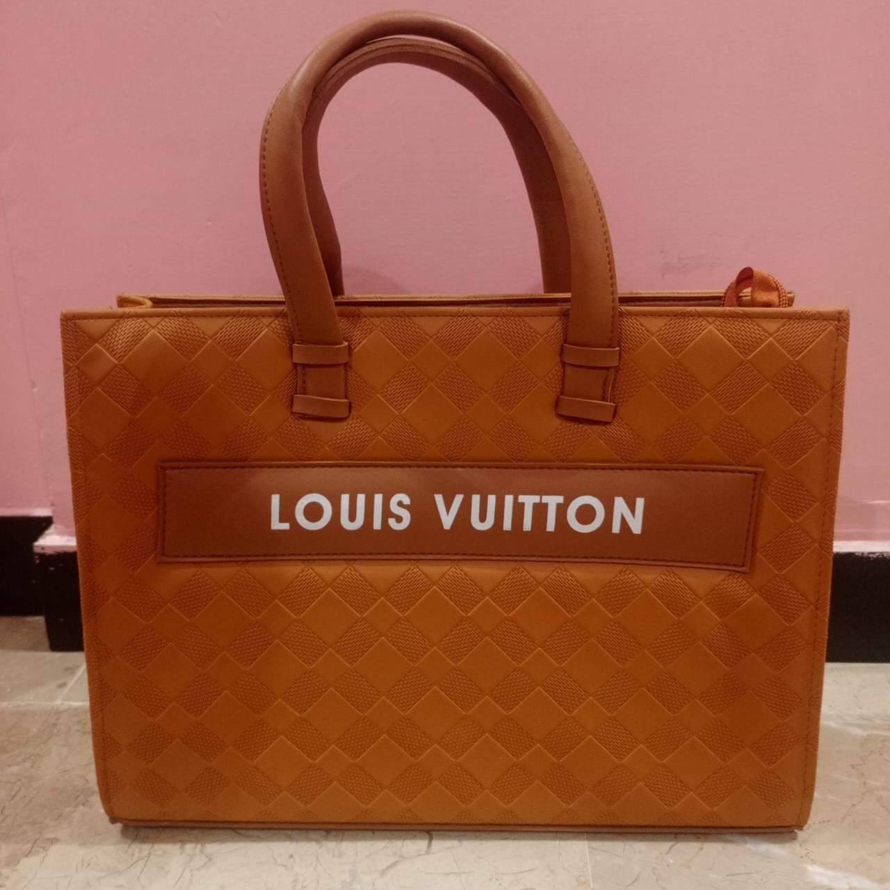 Cognac Embossed Tote
