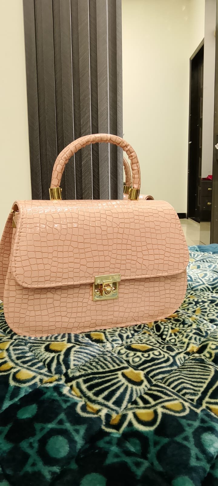 Blush Croc Top-Handle